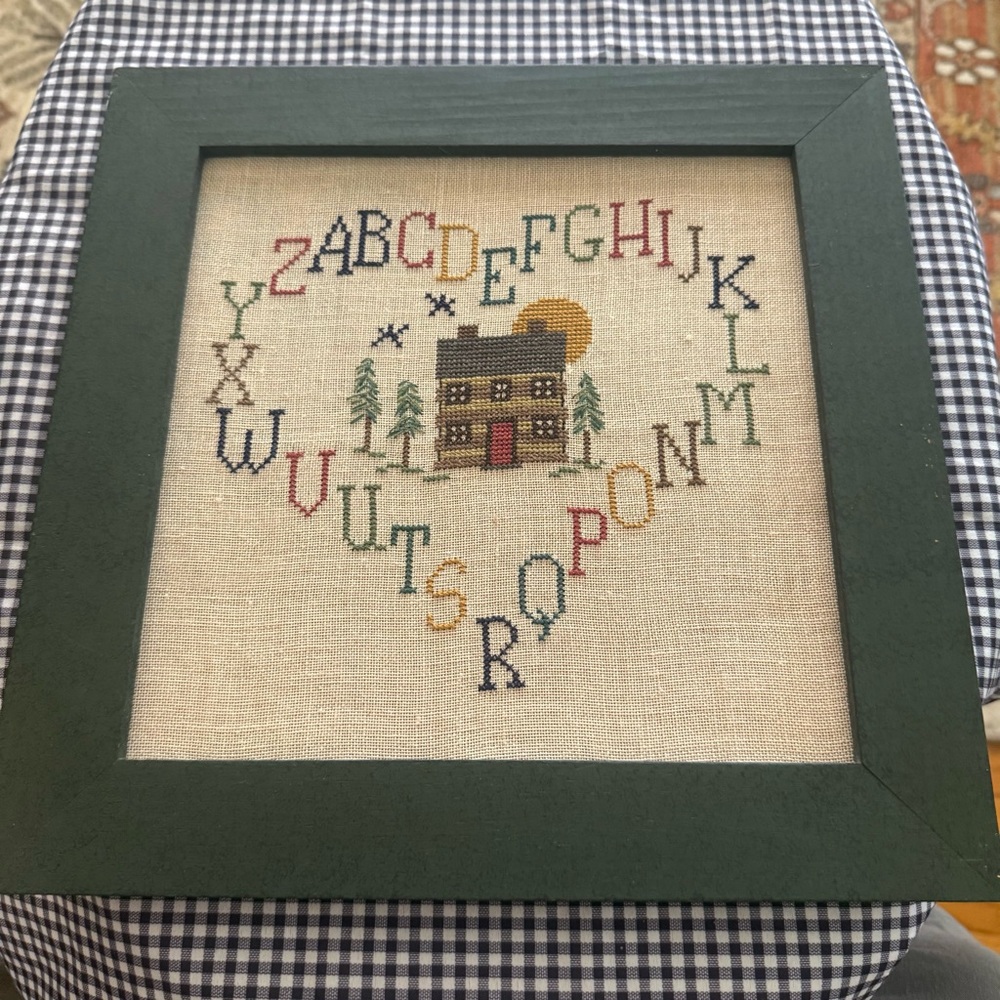 Framed Alphabet Cross Stitch with House